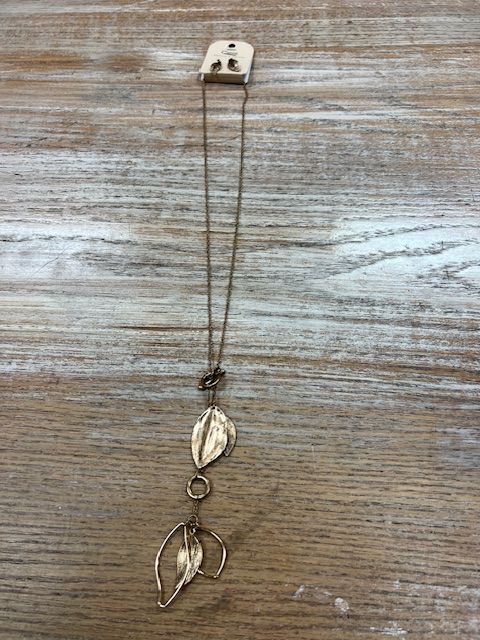 Long Gold Multi Leaf Necklace