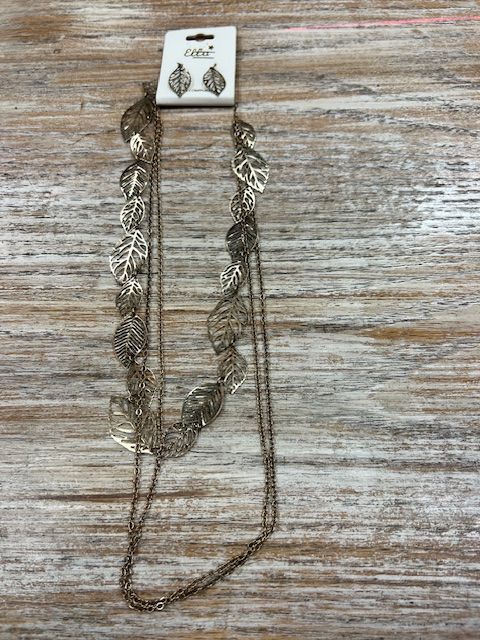 Multi Leaf Layered Gold Necklace