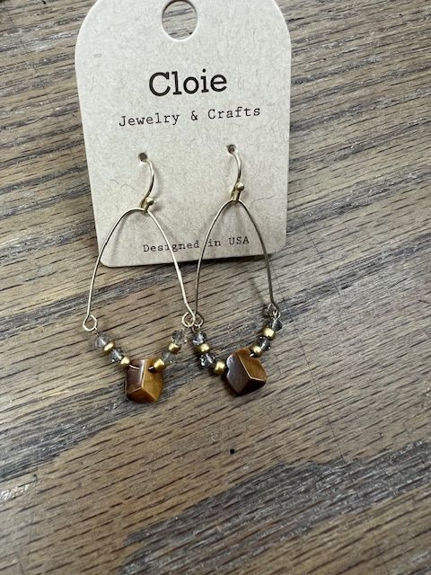Gold Oval Beaded Earrings