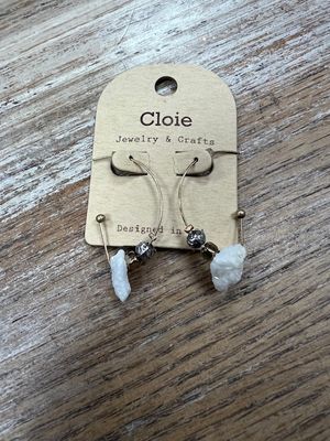 Gold Half Moon Beaded Rock Earrings