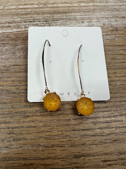 Long Gold Mustard Gem Earrings