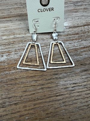 Silver Gold Rectangle Earrings