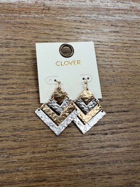 Gold Silver Triangle Earrings