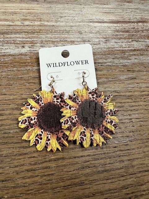 Leather Sunflower Earrings