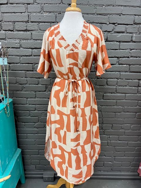 Natalie Abstract Print Midi Dress