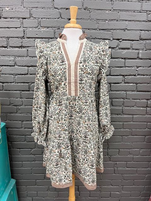 Hazel Woodland Print Tiered Dress