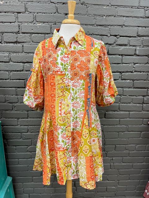 Nora Mixed Print Shirt Dress