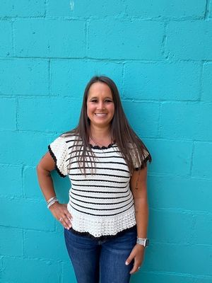 Zena Stripes Crochet Ruffle Top