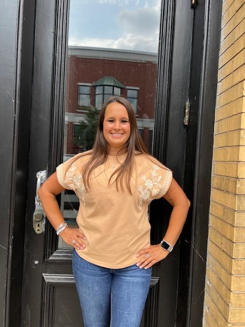 Leila Taupe Embroid Top