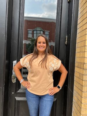 Leila Taupe Embroid Top