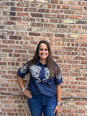 Willa Navy Embroid Button Shirt