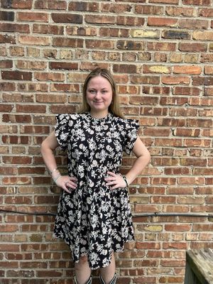 Cannon Printed Ruffle  Dress