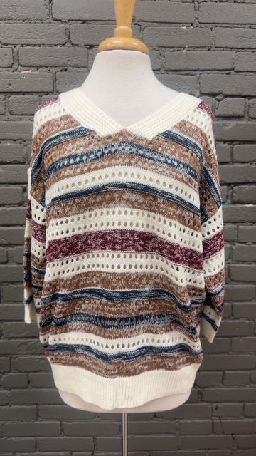 Adeline Stripe Crochet Sweater