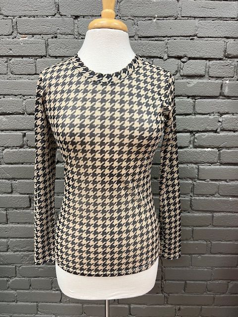 Martina Houndstooth Mesh LS