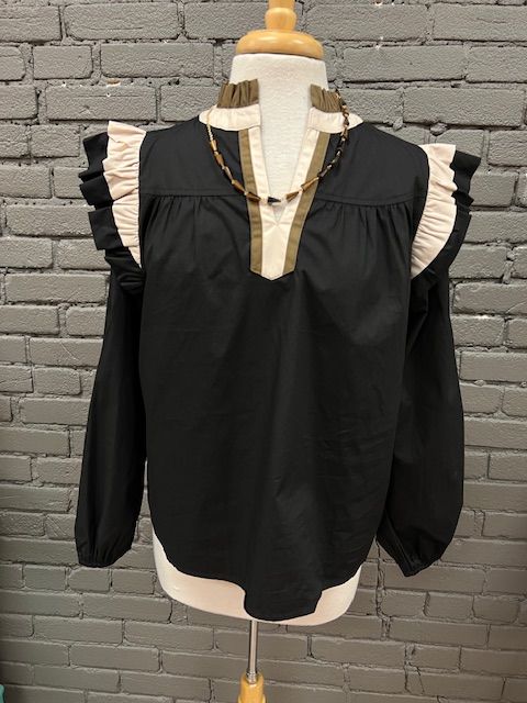 Hanna Ruffled Color block Top