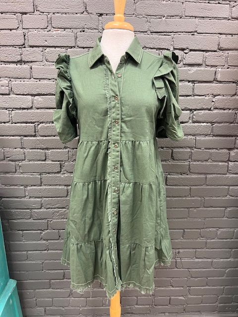 Penelope Olive Button Shirt Dress
