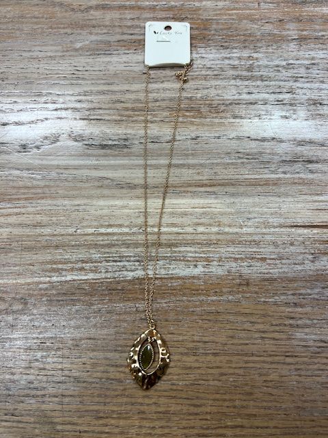 Gold Necklace with Pendant Olive Gem