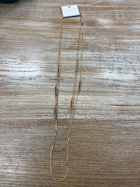 Gold Multi Layer Necklace w/ Gems