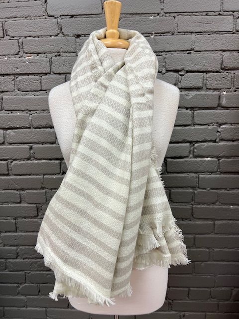 Beige Stripe Square Scarf