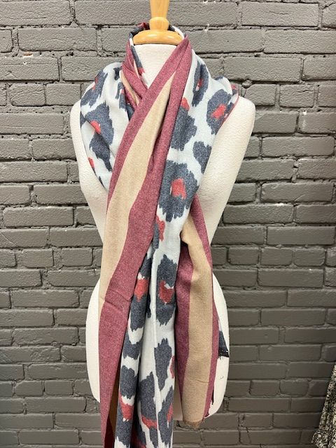 Burgundy Leopard Scarf
