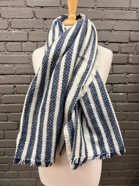 Navy Stripe Square Scarf