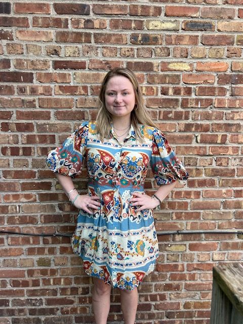 Fallon Print Bubble Hem Button Dress