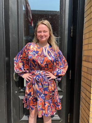 Lucy Abstract Belted Dress