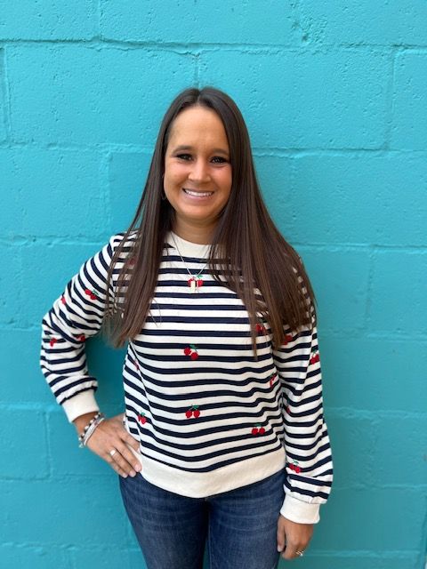 Annie Cherry Embroid Stripe LS