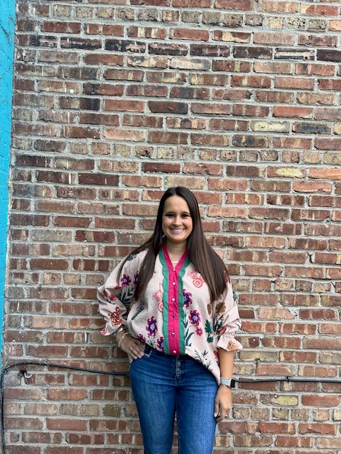 Bree Floral Button Contrast LS