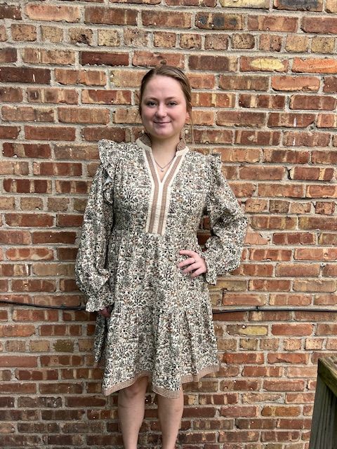 Hazel Woodland Print Tiered Dress