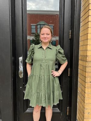Penelope Olive Button Shirt Dress