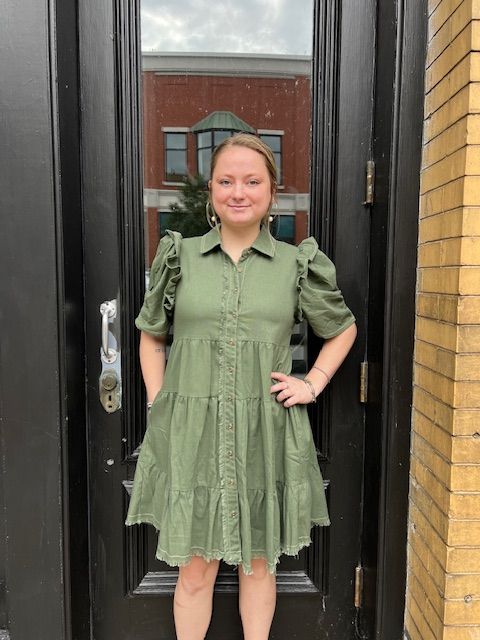 Penelope Olive Button Shirt Dress