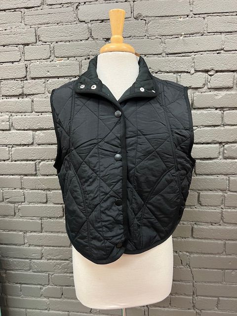 Molly Black Snap Quilted Vest