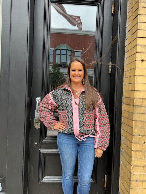 Rosie Rose Pattern Zip Padded Jacket