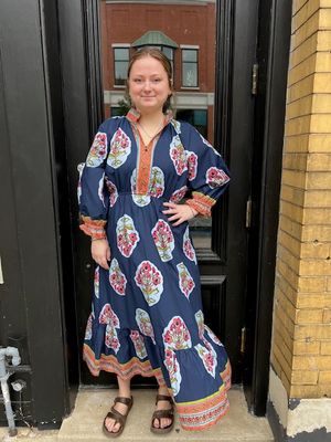 Lottie Floral Patch Bordered Midi Dress