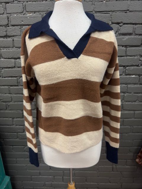 Faye Stripe Polo Sweater