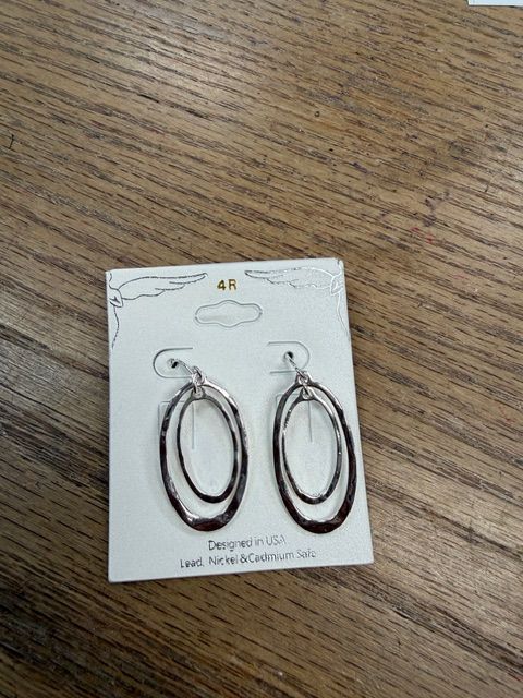 Silver Hammered Double Earrings