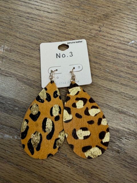 Mustard Leopard Leather Earrings