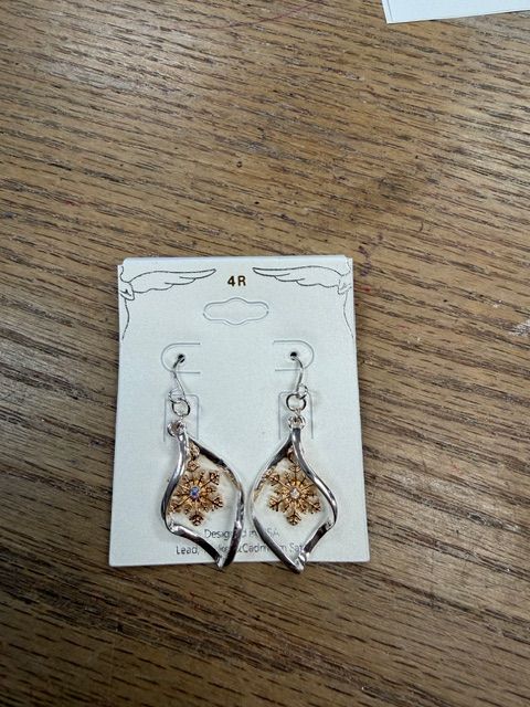 Gold Silver Snowflake Dangle Earrings