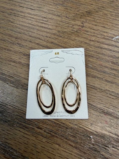 Gold Hammered Double Earrings