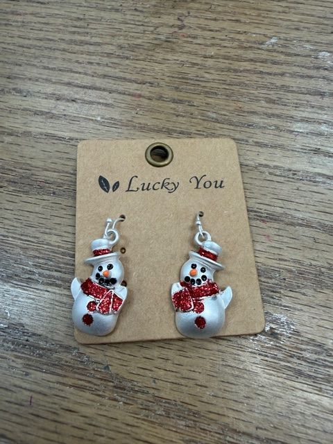 Snowman Metal w/ Glitter Earrings