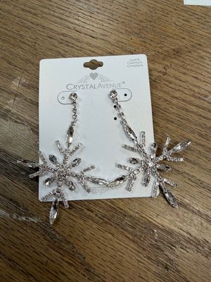 Silver Rhinestone Snowflake Earrings