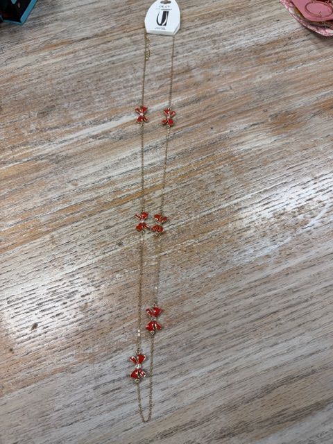 Long Red Bow Necklace