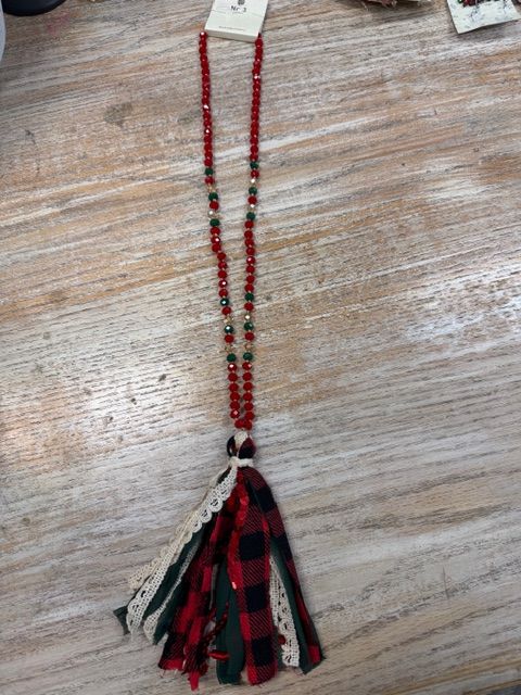 Long Multi Bead Tassel Necklace