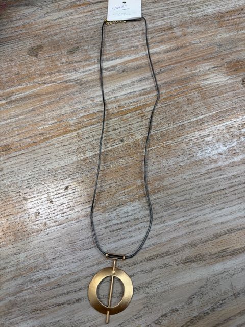 Gray Necklace w/ Gold Pendant