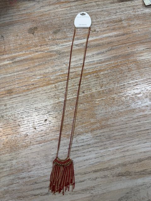 Red Gold Chain Pendant Tassel Necklace
