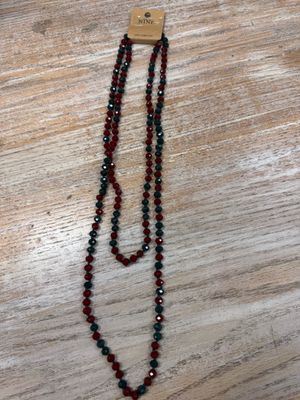 Red Green Beaded Wrap Necklace