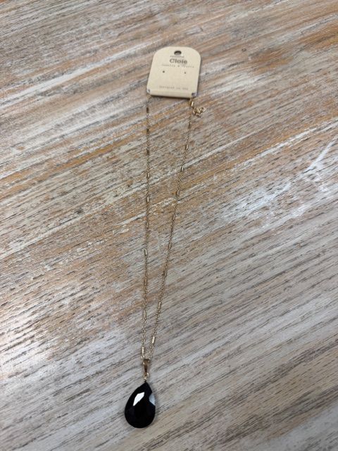 Gold Necklace w/ Black Pendant Necklace