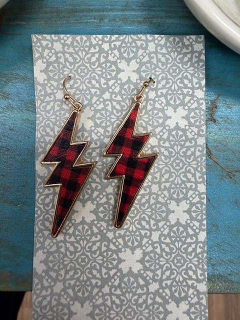 Red Plaid Lighting Earrings