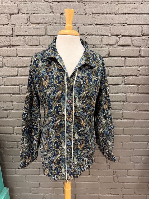 Elsie Paisley Corduroy Button LS
